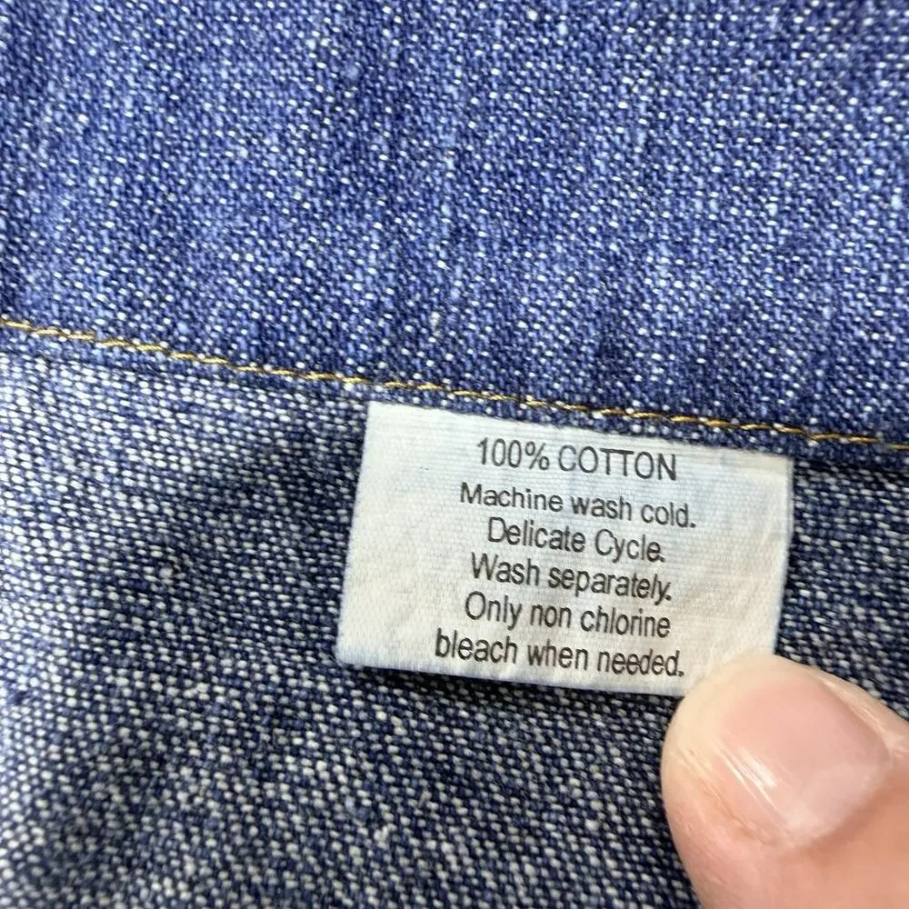 Set of 2 Blue Denim Valances Tab Top Buckles 100% Cotton 11 x 58